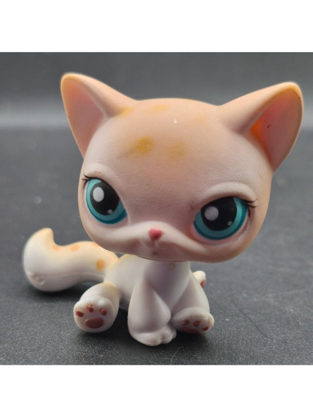 Littlest Pet Shop LPS 2005 Orange  White Spotted Cat #224  Hasbro
